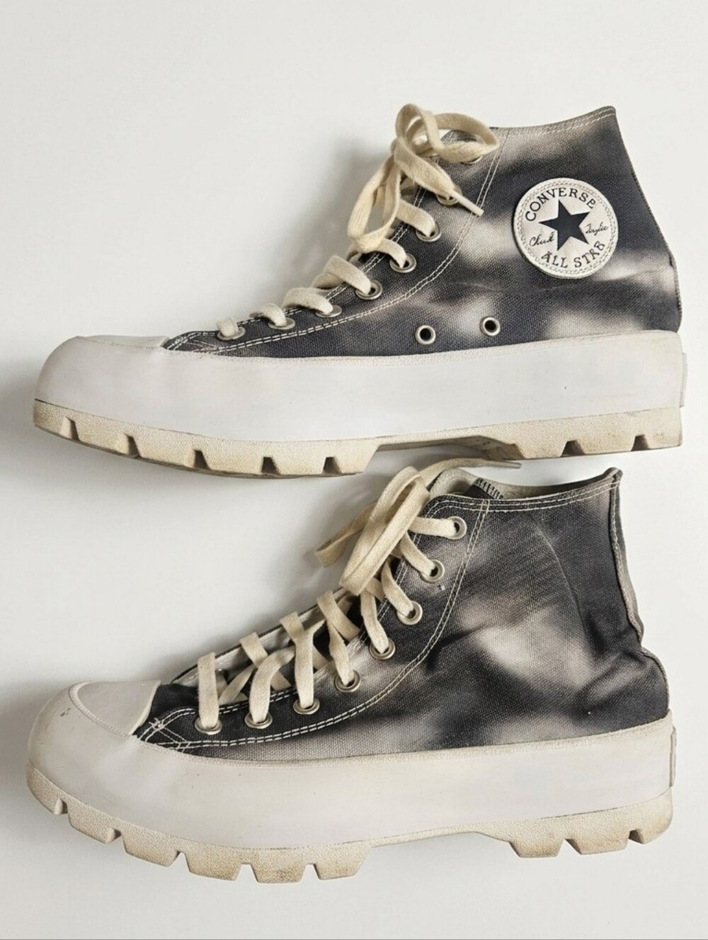 Converse Chuck Taylor Lugged Tie Dye High Top Platform Sneakers Black Grey 9